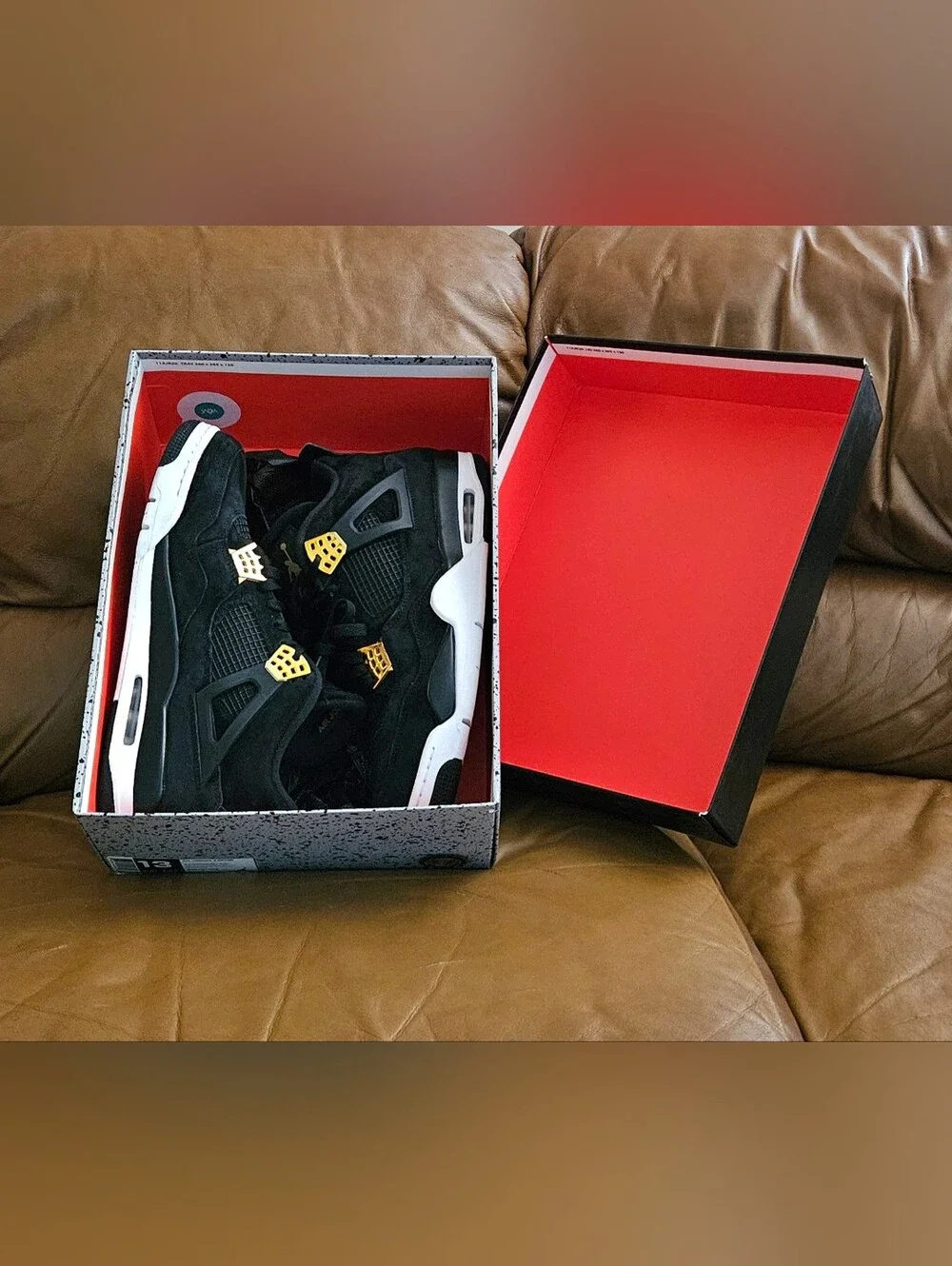Nike Air Jordan 4 Retro Royalty Black Gold Size 13 (GREAT SHAPE)